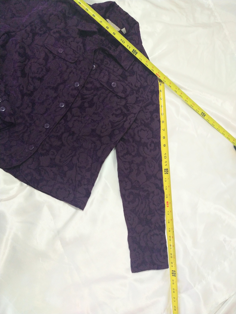 Purple Floral Textured Finish Button-Front Jacket - Picture 8 of 9